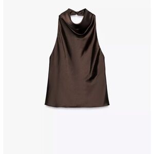 Zara Chocolate Brown Satin Blouse